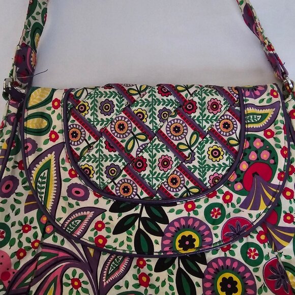 Vera Bradley Purple Pink Green Yellow Viva La Vera Floral Boho Shoulder Bag - Picture 4 of 8